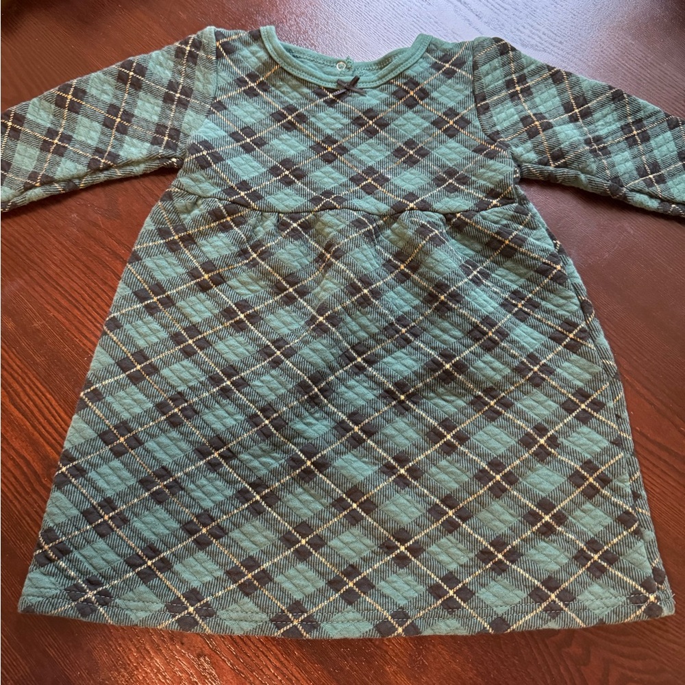 HB Kids Plaid Dress Green Black Gold Excellent Like New Condition Girls